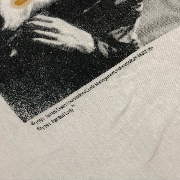 RARE Vintage 1991 Painted Lady James Dean Hollywood White Tee Shirt Mens XL. - Picture 3 of 12